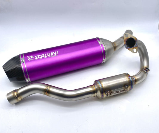 Complete exhaust Alu PURPLE/Carbon for Fantic Motor XMF-XEF 125 4T Injection (23/24)