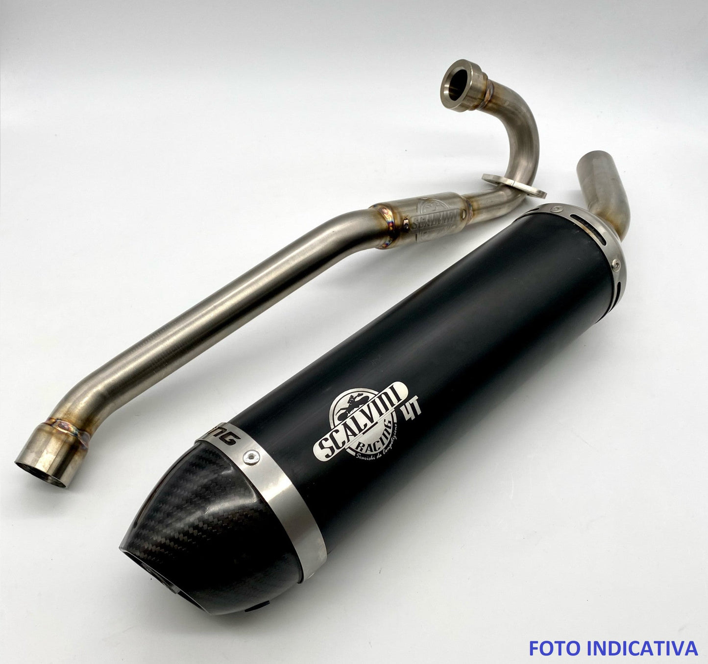 Fantic Performance/Competition 125 4T ('17-'20) Complete Exhaust System Black anodized silencer with carbon cap Ø100mm