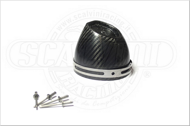 D100 Carbon End Cap + Stainless Steel Clamp + Rivets. (450cc)