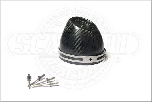 D100 Carbon End Cap + Stainless Steel Clamp + Rivets. (450cc)