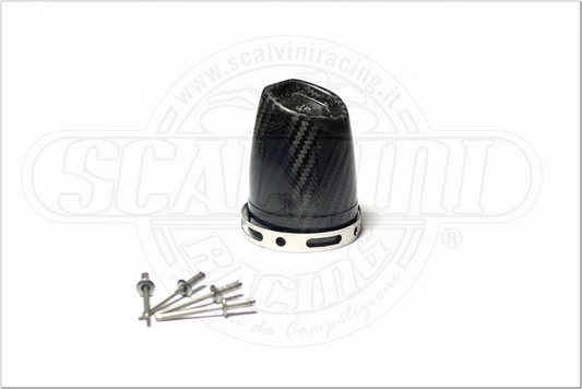 D60 carbon end cap + Stainless steel clamp + rivets. (KTM 50).