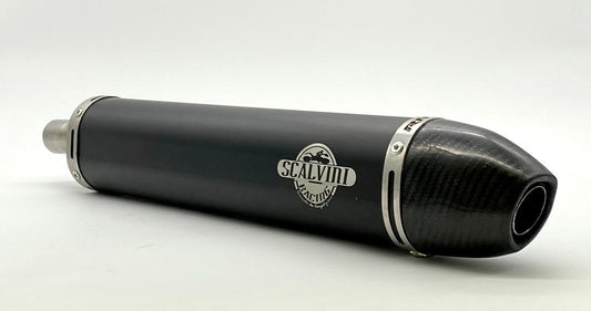 Mix silencer in black anodized aluminum with carbon end cap for HQ WR 125 ('09-'13)